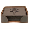 Gray Leatherette Square Coaster Set | https://www.bestnamebadges.com