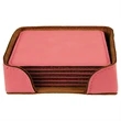 Pink Leatherette Square Coaster Set | https://www.bestnamebadges.com