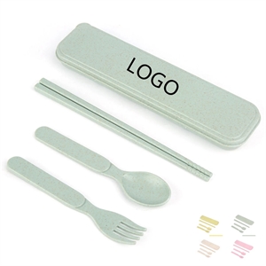 Wheat Straw Spoon Chopstick Fork Tableware set for Travel