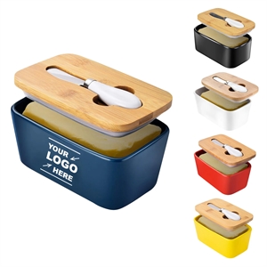 Ceramic Butter Dish with Lid and Knife