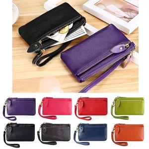 Leather Purse Zippered Clutched Bag