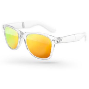 Clear Foldable Retro Mirror Sunglasses w/ 1-color imprint