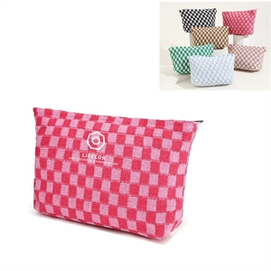 Large Checkered Cosmetic Bag