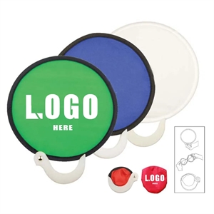 Full Color Round Polyester Foldable  Handle Fan