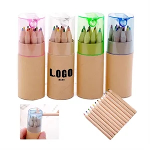 12 Colored Short Pencil Set With Sharpeners