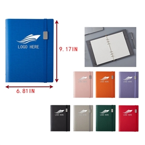 Imitation Leather Notebook Ballpoint Pen Holder Card Slots