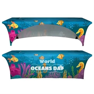 8' Full Color Dye Sublimated Open Back Stretch Table Cover
