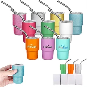 3oz Mini Tumbler Shot Glass with Straw and Lid  | https://www.bestnamebadges.com