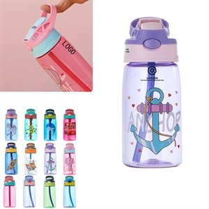 Kids Plastic Water Bottle with Spill-Proof Lid