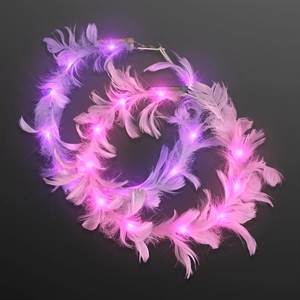 LED Feather Crown Headbands, Assorted Pink and Purple