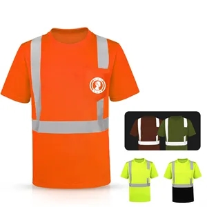 Men's 4Oz Class 2 Hi-Vis Reflective Safety T-Shirt w/ Pocket