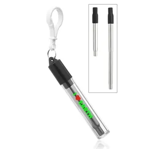 Retractable Straw with Case and Brush | https://www.bestnamebadges.com