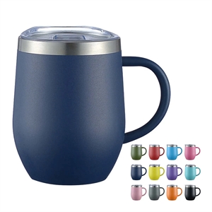 12oz Stainless Steel Insulated Coffee Mug With Lid Handle | https://www.bestnamebadges.com