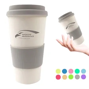 Eco-Friendly Bamboo Fiber Coffee Cup with Silicone Sleeve