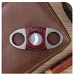 Stainless Steel Red Wood Double Cut Blade Cigar Cutter | https://www.bestnamebadges.com