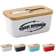 Kitchen Ceramic Butter Dish with Bamboo Lid & Knife | https://www.bestnamebadges.com