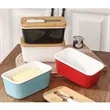 Kitchen Ceramic Butter Dish with Bamboo Lid & Knife | https://www.bestnamebadges.com