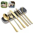 6-Piece Stainless Steel Outdoor Camping Cutlery Set Flatware | https://www.bestnamebadges.com
