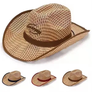 Unisex Woven Straw Round Up Summer Beach Wide Brim Hat