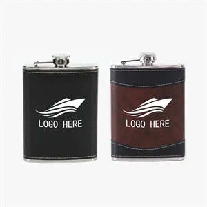 Elegantsip Leather Clad Hip Flask Stainless Steel Whiskey