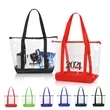 Clear Zippered Tote Bag With Pocket | https://www.bestnamebadges.com