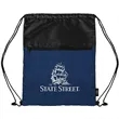rPET Heather Draw String Bag with Front Zipper Pocket | https://www.bestnamebadges.com