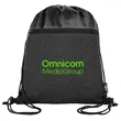 rPET Heather Draw String Bag with Front Zipper Pocket | https://www.bestnamebadges.com