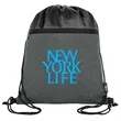 rPET Heather Draw String Bag with Front Zipper Pocket | https://www.bestnamebadges.com
