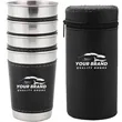 6oz.  Portable Stainless Steel Cups Set With Leather Cover | https://www.bestnamebadges.com