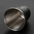 6oz.  Portable Stainless Steel Cups Set With Leather Cover | https://www.bestnamebadges.com