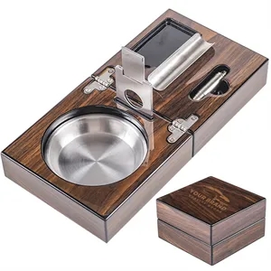 Travel Foldable Cigar Ashtray Stainless Steel Liner Gift Set