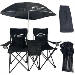 Portable Foldable Double Camping Parasol Lawn Chair