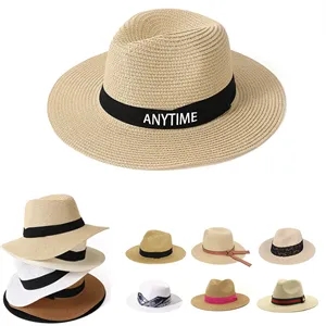 Wide Brim Straw Panama Hat In Summer Beach