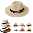 Wide Brim Straw Panama Hat In Summer Beach | https://www.bestnamebadges.com