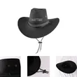 Wide Brim Suede Cowboy Hat In Summer Beach | https://www.bestnamebadges.com