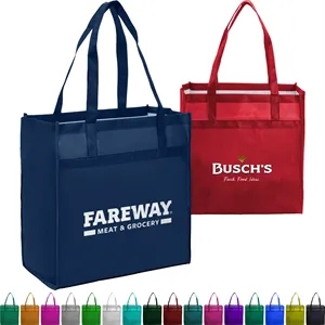 Heavy Duty 100GSM Non-Woven Grocery Tote Bags | https://www.bestnamebadges.com