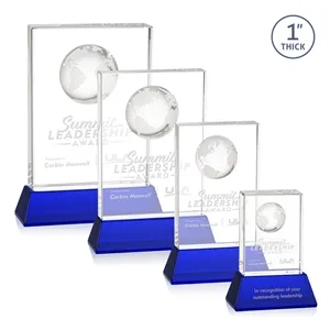Ambassador Globe Award on Base - Blue | https://www.bestnamebadges.com