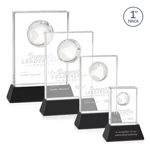 Ambassador Globe Award on Base - Black | https://www.bestnamebadges.com