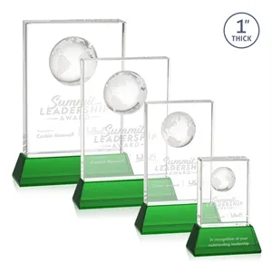 Ambassador Globe Award on Base - Green | https://www.bestnamebadges.com