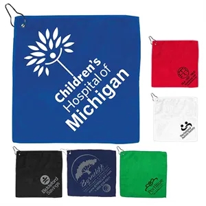 300GSM Microfiber Golf Towel with Metal Grommet and Clip | https://www.bestnamebadges.com