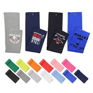 Microfiber Waffle Pattern Golf Towel With Carabiner Clip