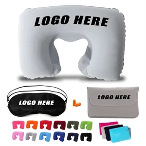 3 in 1 Travel Pillow Set With Earplugs and Eye Masks