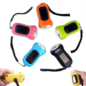 Hand Mini Crank Light Solar Power LED Flashlight