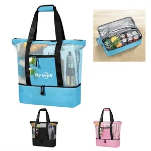 Large Beach Tote Bag With Insulated Cooler