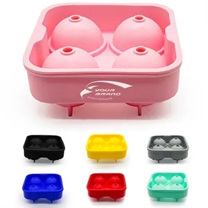 Ice Balls Tray Makes 4/6 Sphere Cube Mold W/ Lid