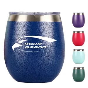 Stainless Steel Stemless Egg Wine Tumbler Cup With Lid