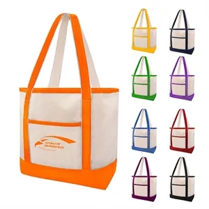 Big Zipper Grocery Shopping Beach Canvas Tote Bag