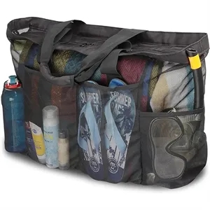 Zipper Mesh Tote Large Beach Bag