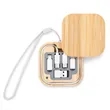 Multi USB Adapter Kit Fast Charging Cable Bamboo Storage Box | https://www.bestnamebadges.com