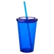 16 OZ. Double Wall Acrylic Travel Mug Tumblers With Straws | https://www.bestnamebadges.com